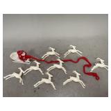 Plastic Santa Claus Sleigh and Reindeer