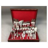 Assorted Silver Plate Flatware in Wooden Box