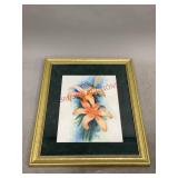 Framed Watercolor of Day Lilies by Wilma Hirst