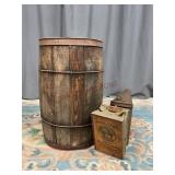 Nail Keg and Antique Bee Smoker