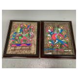 Framed Hand Painted Designs on Leather