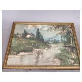 Framed River Cottage Lithograph