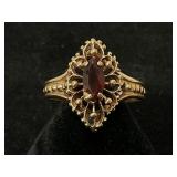 10K Gold Ring with Red Gemstone