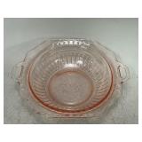 Pink Depression Open Rose Glass Serving Bowl