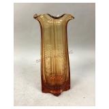 Vintage Amber Pressed Glass Vase
