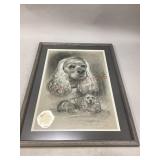 Framed Charcoal Portrait of Cocker Spaniel Dog