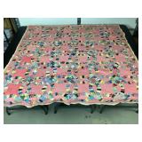 Hand-Stitched Double Wedding Ring Quilt