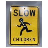 Metal Slow Children Sign