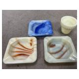 Akro-Agate Slag Glass Ashtrays