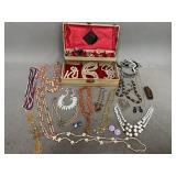 Assorted Costume Jewelry in Jewelry Box