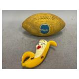 Chiquita Brand Football and Banana Squeak Toys