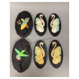 Assorted Vintage Chalkware Bird Wall Plaques