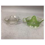 One Green Uranium & One Clear Glass Juicer Reamer