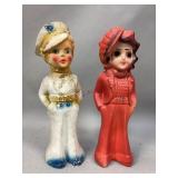 Two Vintage Chalkware Figurines