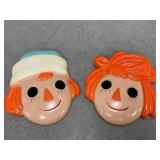 Raggedy Ann and Andy Chalkware Wall Hangings