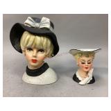 Two Vintage Napco Lady Head Vases