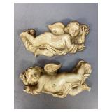 Vintage Chalkware Cherub Wall Hangings