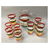 Anchor Hocking Glass Pitcher & Matching Tumblers