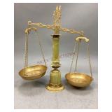 Vintage Italian Brass & Onyx Balance Scales