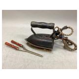 Vintage Electric Iron & Curling Iron