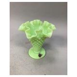 Vintage Fenton Hobnail Ruffled Vase