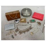 Assorted Trinket Boxes, Jewelry & Clutch