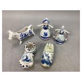 Variety of Delft Blue Porcelain Collectibles