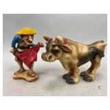 Ferdinand the Bull Chalkware Figurines