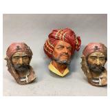 Assorted Chalkware & Resin Arabian & Pirate Busts