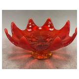 Cadmium Amberina Art Glass Bowl