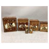 Vintage Wooden Nesting Canister Set & More