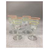 Four Anchor Hocking Banded Rings Water Goblets