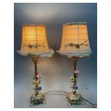 Victorian Style Brass Boudoir Lamp