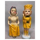 Chalkware Snow White and Majorette Figurines