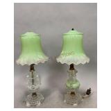 Vintage Glass Boudoir Lamps