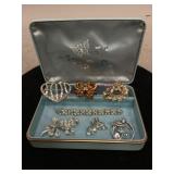 Assorted Rhinestone Broaches and Earrings