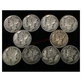 Ten Mercury Dimes