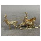 Sterling Silver Reindeer & Sled Figurine