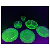 Uranium Glass Divided Dishes and Plates