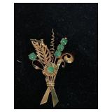 18K Gold and Jade Pin