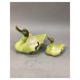 Two Hull Pottery Swan Dishes