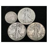 Walking Liberty Half Dollar Coin & Buffalo Nickel