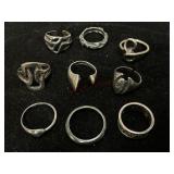 Assorted Artisan Rings, Some are Sterling