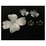 Wendell August Dogwood Broach and Earrings