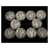 Ten Mercury Dimes