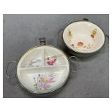 Vintage Metal/Ceramic Childrenï¿½s Warming Dishes