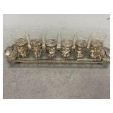 Sterling Silver Overlay & Etched Glass Shot Glass