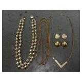 Assorted Pearl Necklace & Gold Tone Jewelry
