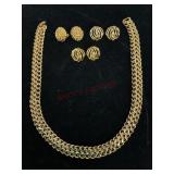 Monet Gold Tone Earrings and Necklace