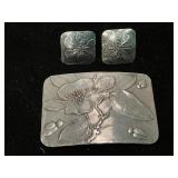 Wendell August Apple Blossom Broach & Earrings